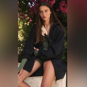 NWOT Free People Headliner zip up  Hoodie in Black, Size Large Sold out Online